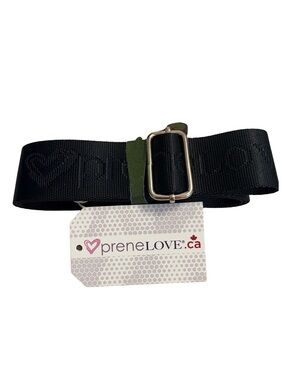 preneLOVE Adjustable Black Logo Bag Strap 2” Wide Silver Hardware NWT